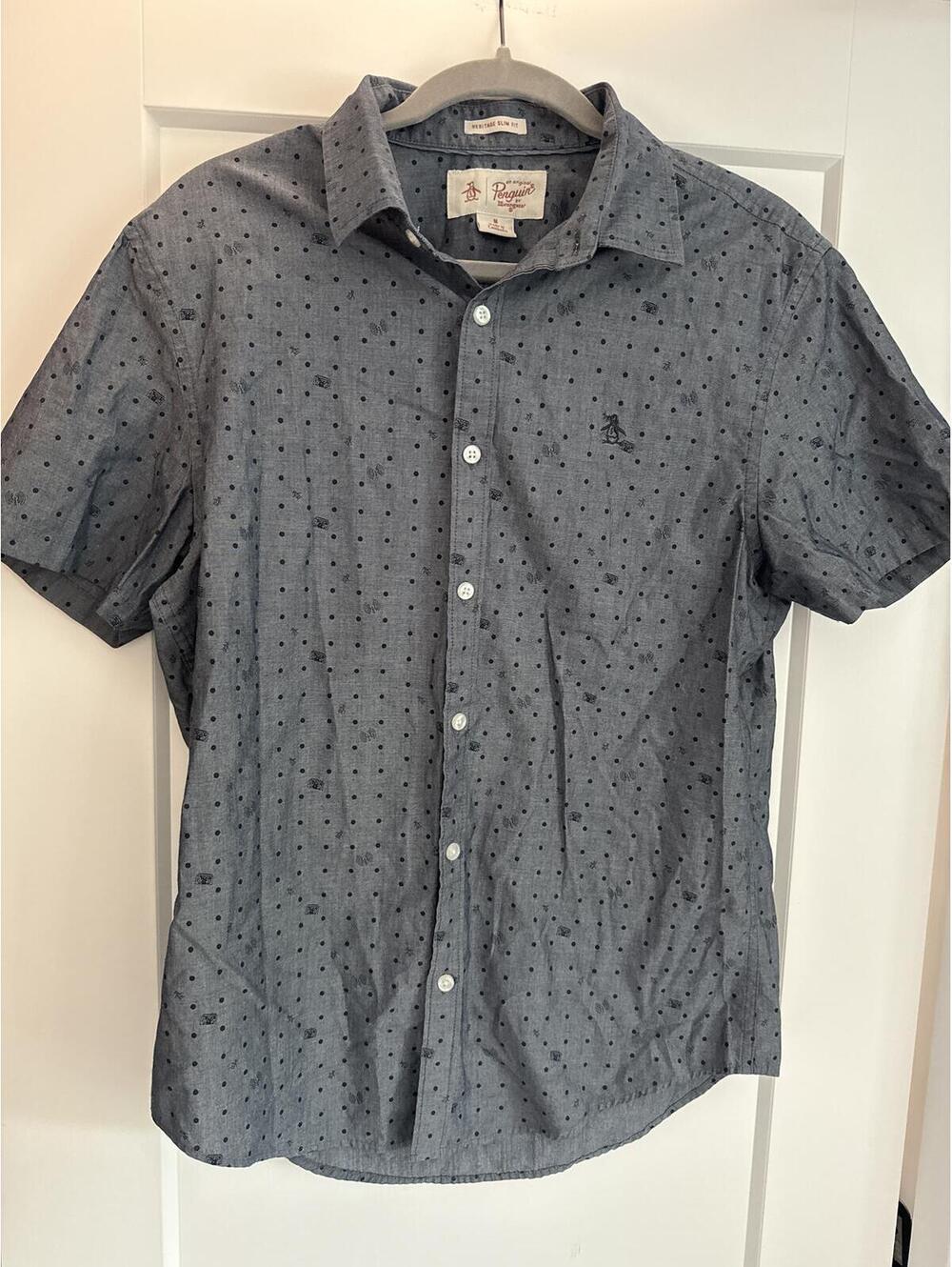 Original Penguin Heritage Slim Fit Men's Short Sleeve Button-Up Shirt Medium